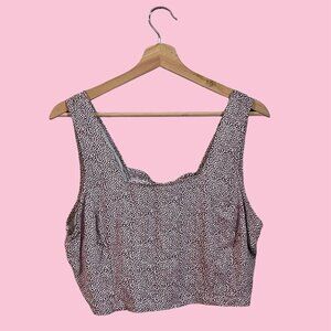 Thread & Supply Cropped Tank Top Sz Large Clay Red Speckled Dot Smocked Shirred